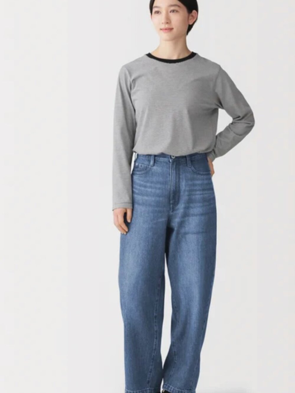 MUJI Mid Rise Relaxed Wide Jeans